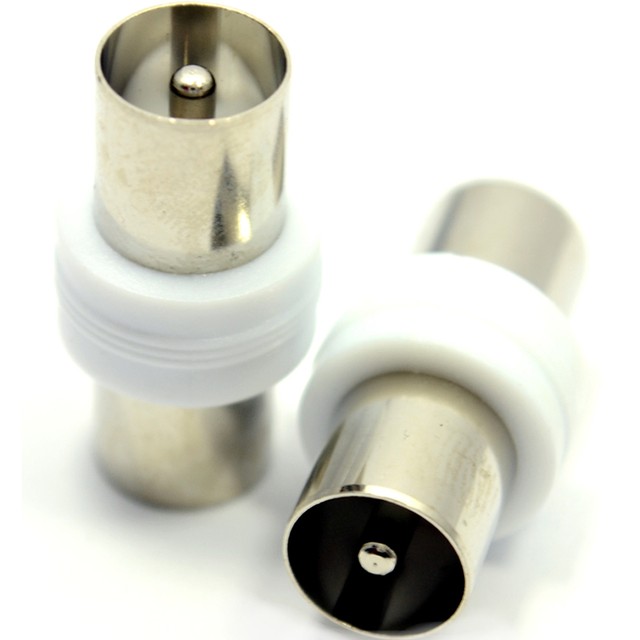 2 X TV Aerial Cable Coupler Adapter Male to Plug Joiner RF Coaxial