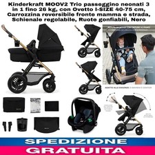 Kinderkraft MOOV2 Trio passeggino neonati 3in1 fino 26 kg,con Ovetto Carrozzina