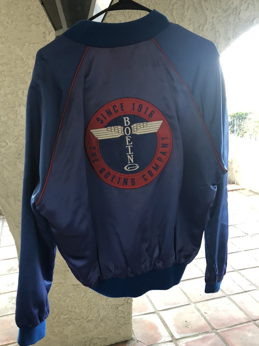 VTG 80s Boeing Satin Jacket High Five Sports Wear Large Totem