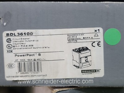 Square D BDL36100 100A 3P 480V PowerPact B-Frame Circuit Breaker