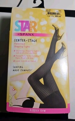 Spanx Star Power Patterned Shaping Tights Women E Backdrop Black Ribbed Row