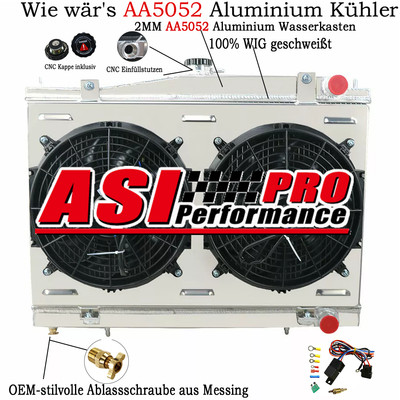 3 Reihe Kühler + Lüfter + Relay Für Skyline R33 R34 GTS GTS-T GTR GTT RB26DETT
