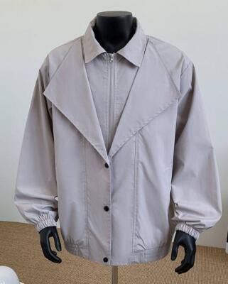 New Fashion Men Short Jacket Zipper Fake two piece design Coat Autumn Spring 