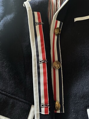 Thom Browne Target Neiman Marcus Navy Blue Wool Blazer Women's XS