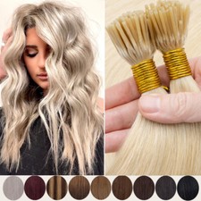Blond Stick I Tip Human Remy Hair Extensions Micro Keratin Ring Beads Pre Bonded