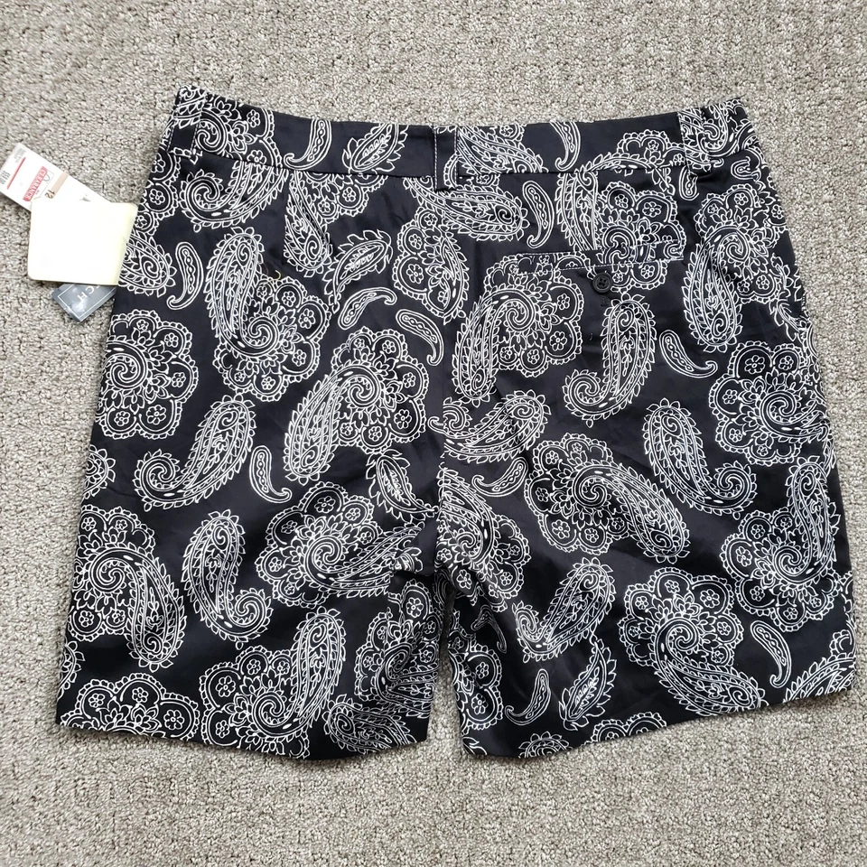 Pantalones Cortos JONES NEW YORK Talla 12 Negro Paisley Tiro Alto Chino Elastizados Nuevos con Etiquetas Foto 3 de 4