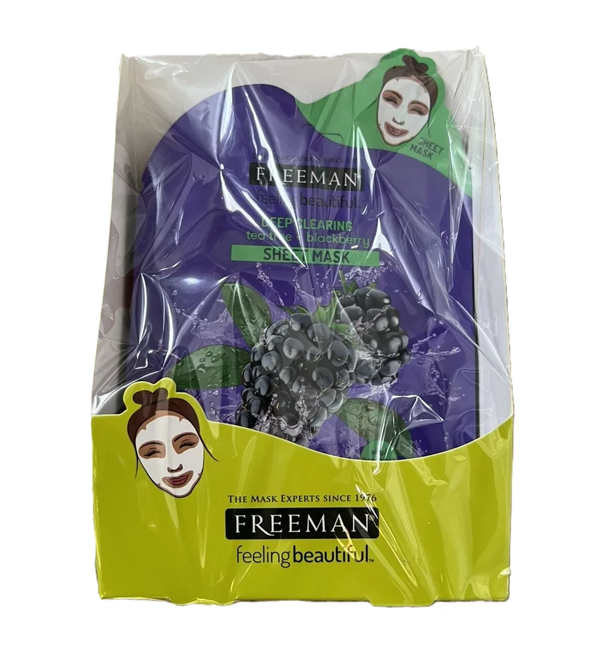 Máscara de hoja Freeman árbol de té de limpieza profunda + mora 0,84 OZ juego de 6 Foto 3 de 4