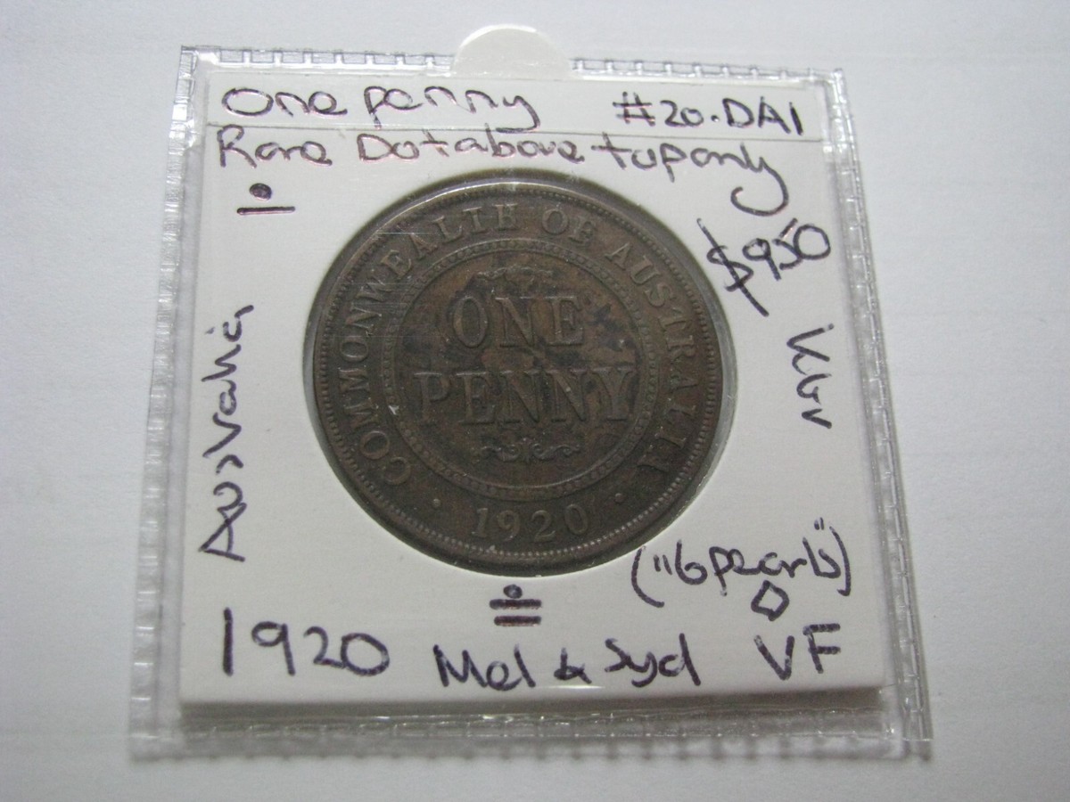1920 Penny Dot Above Top scroll only rare Scarce Coin variety 6 pearls  #20.DA1 | eBay Australia