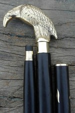 Handmade Vintage Antique Style Brass Bird Head Handle Wood Walking Stick Cane