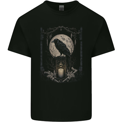 T-shirt Homme Gothique Viking – Motif Crâne & Corbeau, 100% Coton, Coupe Classique