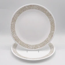 WOODLAND BROWN CORELLE BY CORNING DINNER PLATES LOT OF 2 EUC