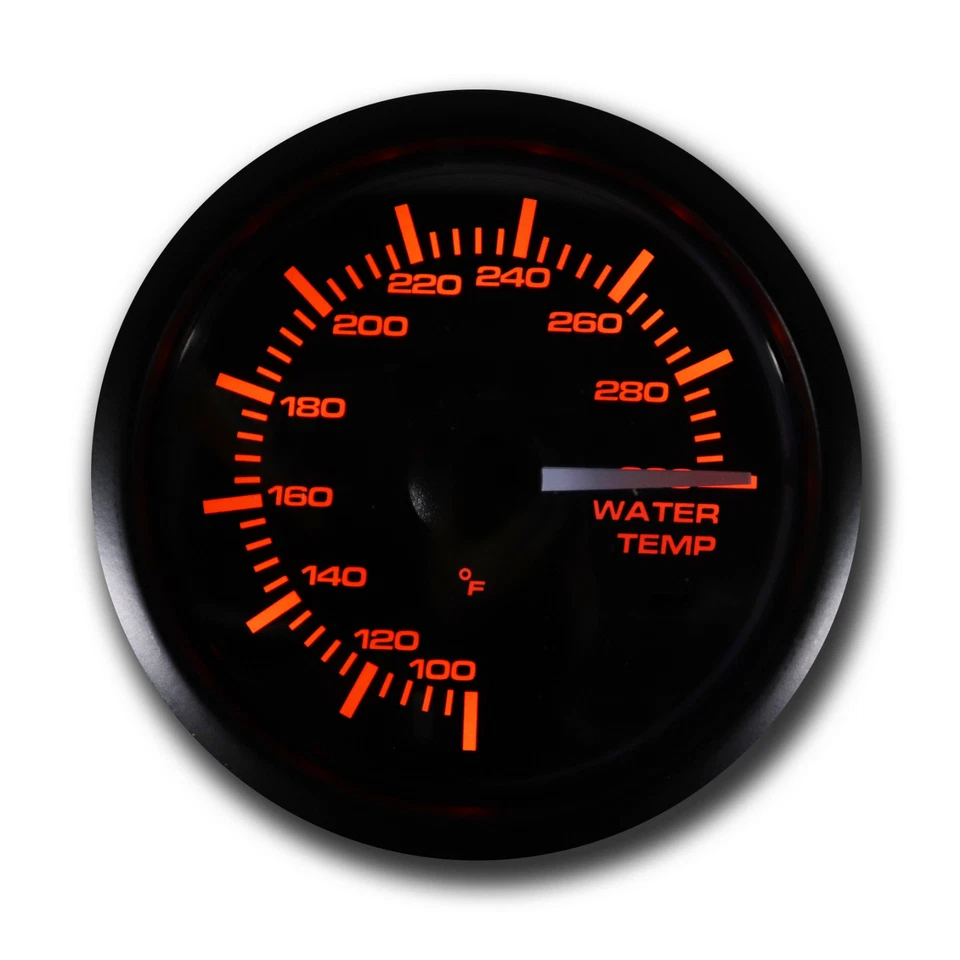 MGS 52mm Electrical Water Temperature Gauge °F White & Amber LED Black Bezel - Image 3 of 4