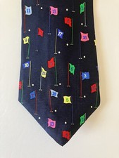 Alynn Neckwear Men's Necktie Tie Silk Satin 18 Hole Course Golf Made in USA 57"
