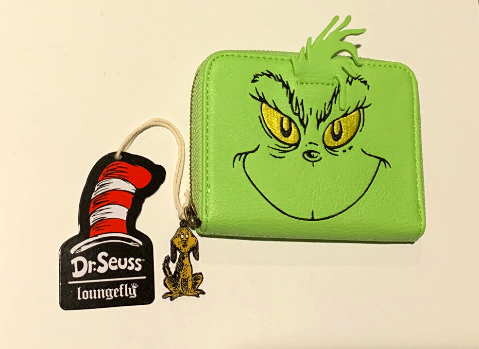 NWT Loungefly, Seuss The Grinch- Faux Leather Zip-Around WALLET AND  ORNAMENT