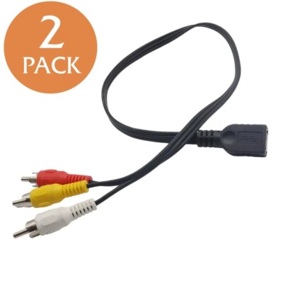 USB 2.0 A Female to 3 RCA Male Audio Video AV Adapter Cable for PC TV S