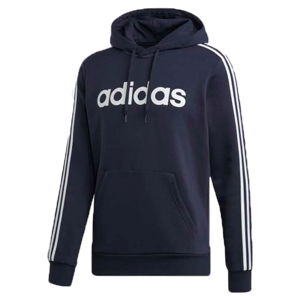 Adidas Mens 3 stripes Hoodie Pullover Fleece Hoody Top Packets Navy