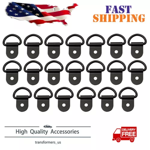 20pcs Black D Shape Tie Down Anchors Ring for Car Truck Trailers RV Boats