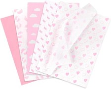 Tissue Paper, 50 Pcs Baby Feet Print Pink Tissue Paper for Gift Bags Gift Wrappi
