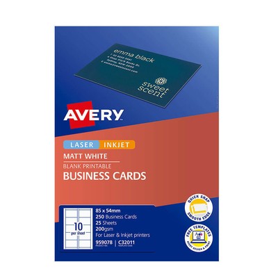 Avery Quick Clean Stylish Multipurpose Business Cards A4 25pk Single Sided