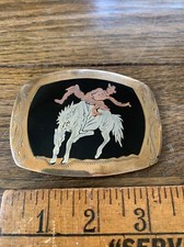 Vintage bronco riding Belt Buckle R B Handcrafted German Silver.