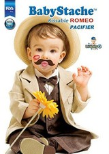 BabyStache Kissable Baby Pacifier ROMEO Brown Moustache Shower Gag Gift Infant