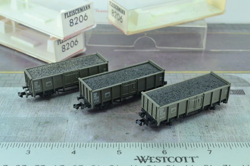 Fleischmann 8206 3X Gondola Car w/ Coal Load Grey N Scale - Picture 2 of 5