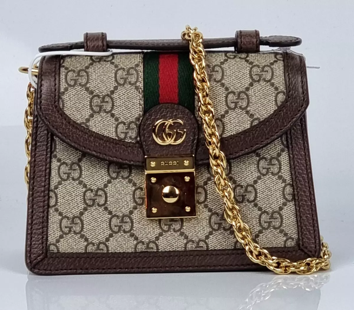 Gucci Ophidia GG Top Handle Bag Medium Beige/Ebony in Coated Canvas/Leather  with Gold-tone - US