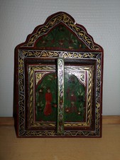 Miroir à fenêtres traditionnel, artisanat marocain - En bois