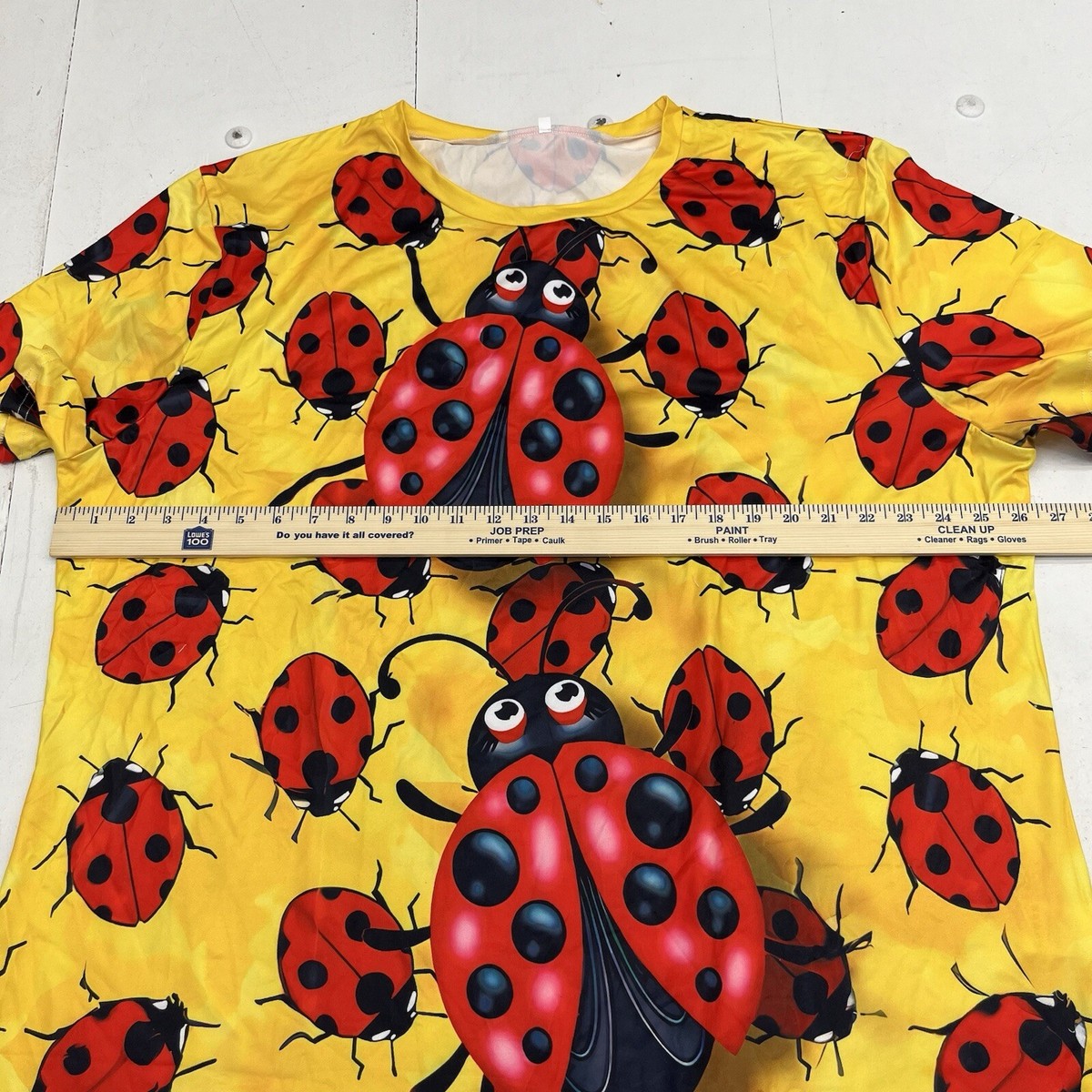 Yellow Ladybug Graphic Print Short Sleeve T-Shirt Womens Size 5X