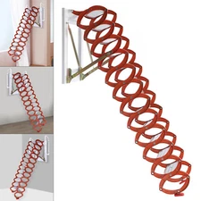 Folding Stairs Attic Ladder Wall-Mounted 12-Steps Retractable Wall Ladder NEW