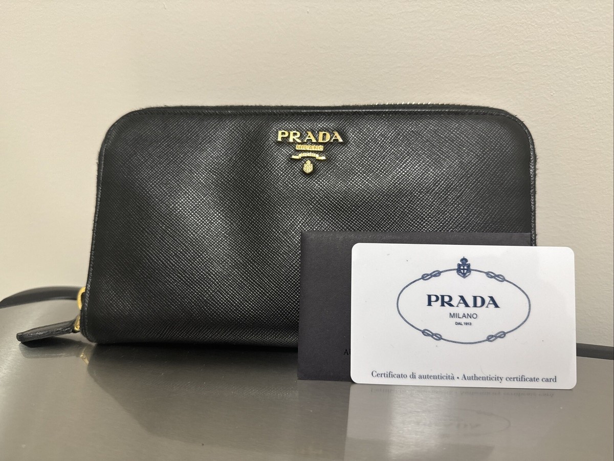 PRADA 1M0506 サフィアーノレザー 長財布 ネロ Authentic Prada Round Zip Long Wallet 1M0506 Saffiano Metal Nero