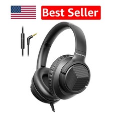 Wired Over-Ear Headphones with Mic - Foldable  Tangle-Free, Perfect for Travel