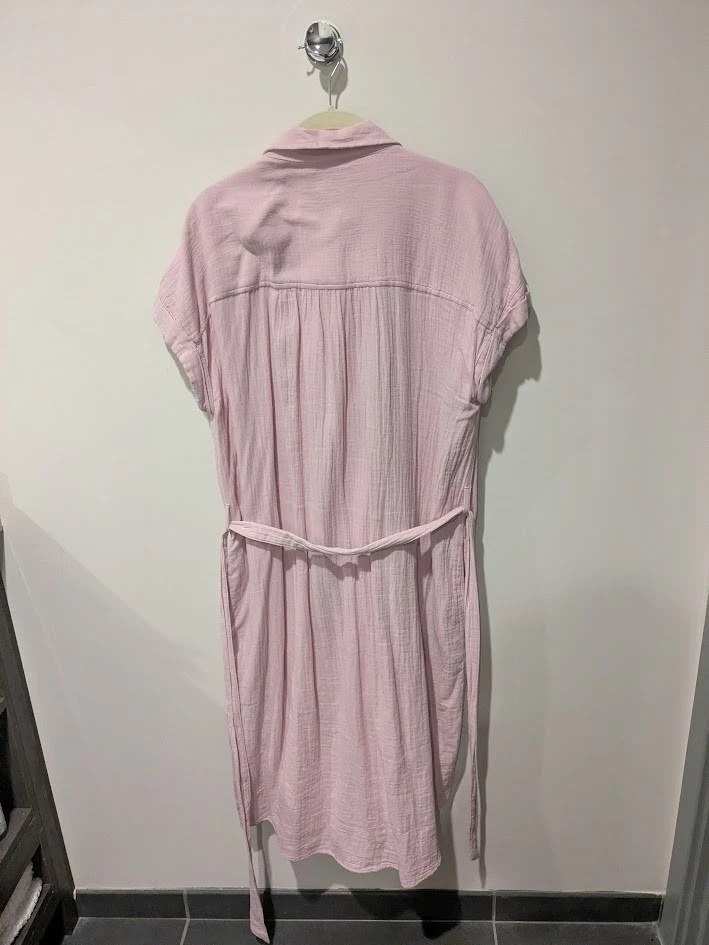Style & Co Crinkled Cotton Camp Shirt Dress – Pink – Women’s Size L - Image 2 of 3