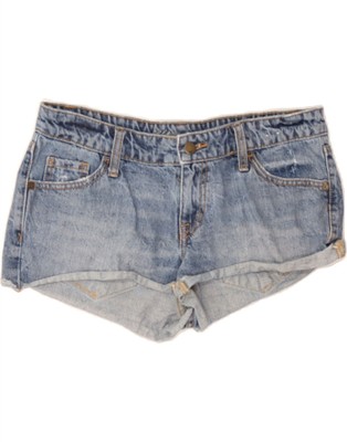 Mossimo Damen Mid Rise Denim Hot Pants US 8 Medium W32 blau Baumwolle BG09