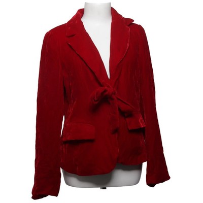 Studio, Blazer, Größe: 42, Rot, Polyester/Seide, Einfarbig, Samt, Damen #40e