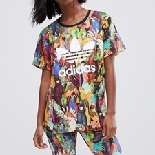Adidas Originals x Farm Passaredo oversized Bird print tshirt sz XS women  s EUC