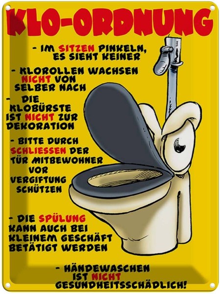 Blechschild 40X30 Cm Klo Ordnung Im Sitzen Pinkeln Spruch Zitat Deko Geschenk Me-image