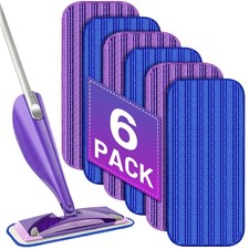 Reusable Mop Refill Pads for Flash Power Spray Mop, 6PCS, Purple Blue