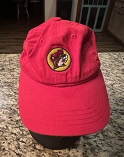 Buc-ees Hat Red Adjustable Size With Logo. Beaver 100 cotton Kid Youth