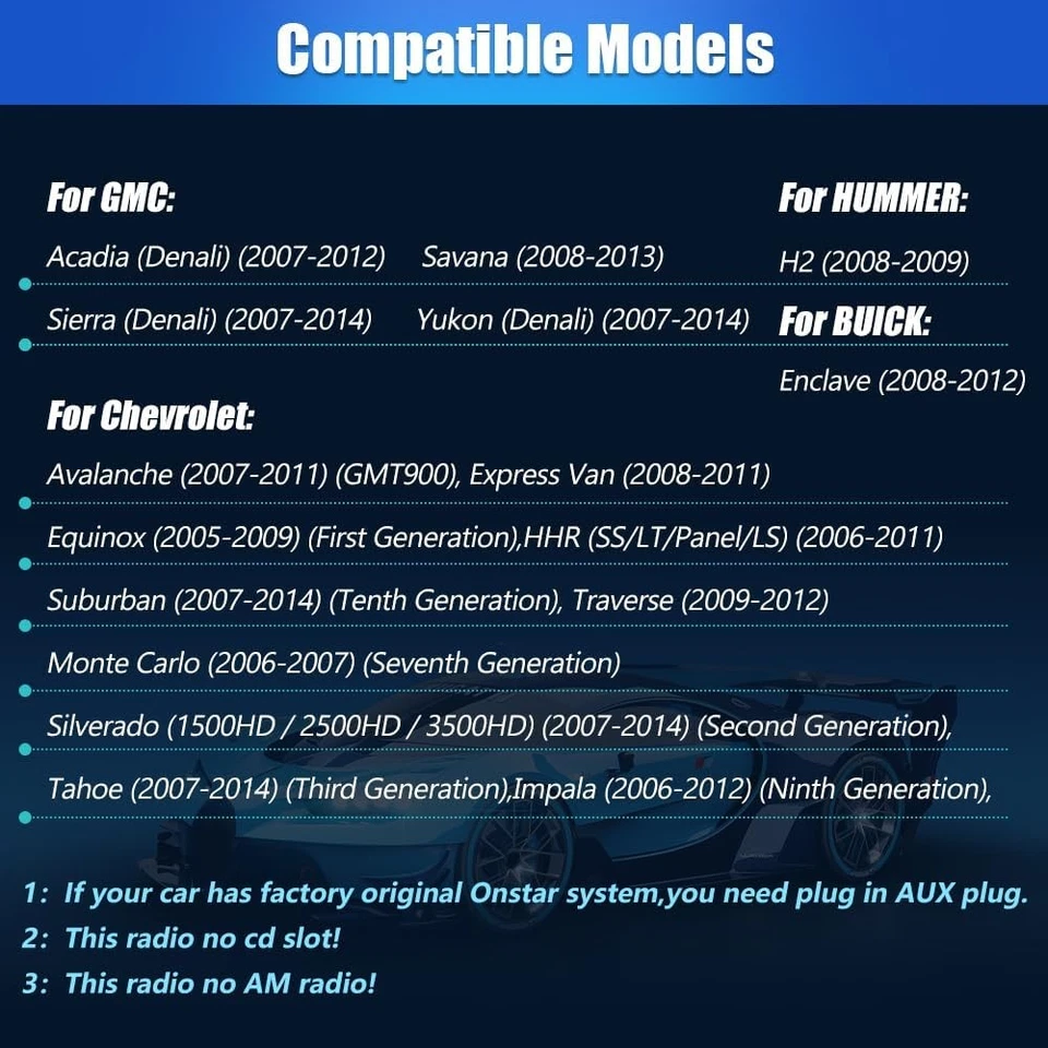 Radio estéreo para automóvil Apple CarPlay para GMC Sierra 1500 2500HD 3500 2007-2013 GPS BT Foto 2 de 4