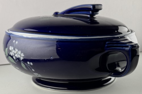 Vintage Halls Superior Quality Kitchenware Cobalt Blue Covered Serving Dish Lid - Picture 5 of 17