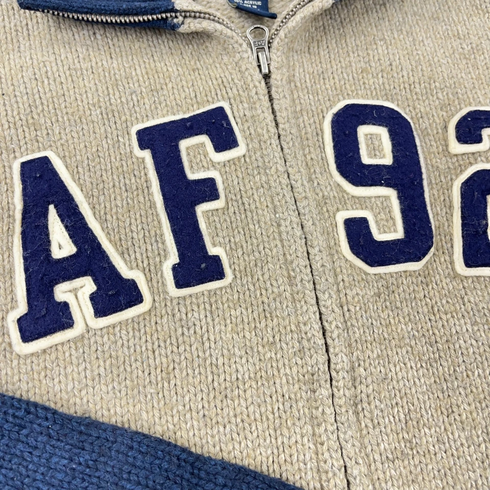 Vintage Y2K Abercrombie Fitch Cardigan Sweater Men Men Medium Lambs Wool Blue - Image 4 of 4