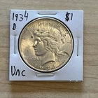 1934 D Peace Dollar Uncirculated Silver $1 Coin