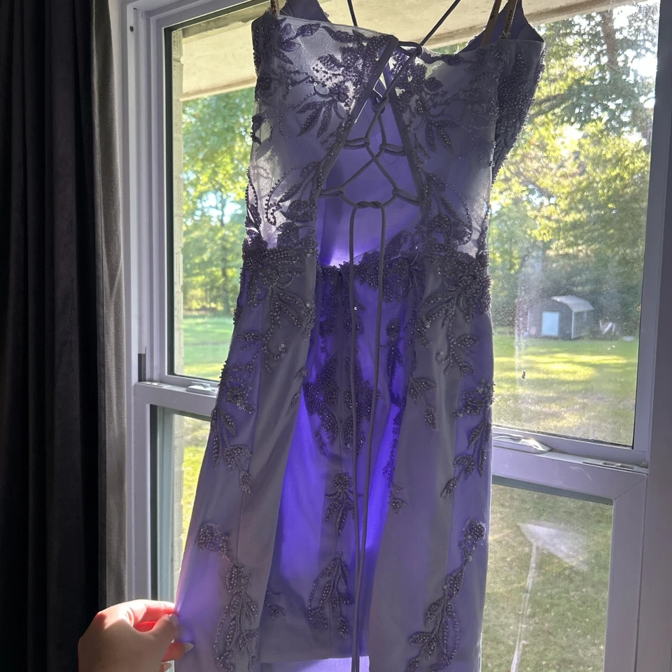 Brand NWOT Lilac Beaded Corset Faviana Homecoming Dress Size TERRY COSTA - Image 2 of 4