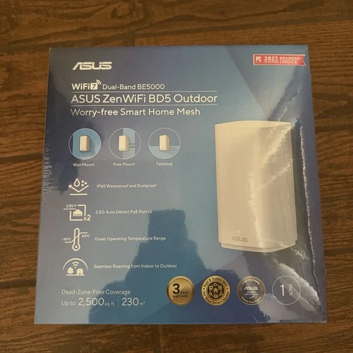 ASUS ZenWiFi BD5 Outdoor Dual-Band WiFi 7 Mesh Router 5000 Mbps 2500 sq ft (1pk)