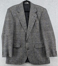 HAGGAR Blazer 44R Gentleman s Fit Imperial Gray Glen Plaid Silk Sport Coat