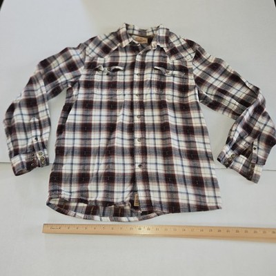 RH Redhead Ranch Western Pearl Snap Long Sleeve Shirt Mens Size L Brown Plaid
