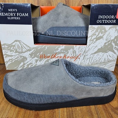 WEATHERPROOF Vintage Men's Soft Faux Fur Lining Slip on Slipper ~ Gray