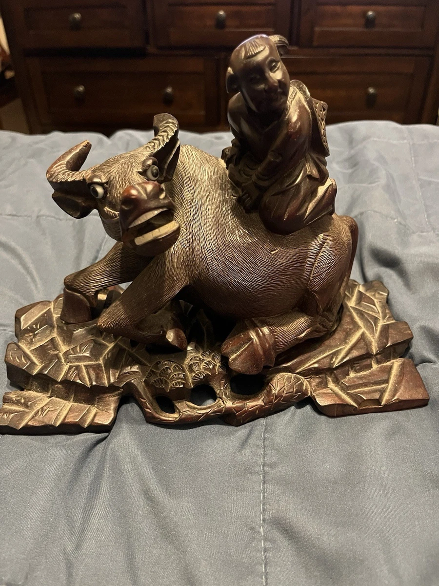 Wooden 1900-1940 Antique Chinese Ox Statues & Figurines for sale
