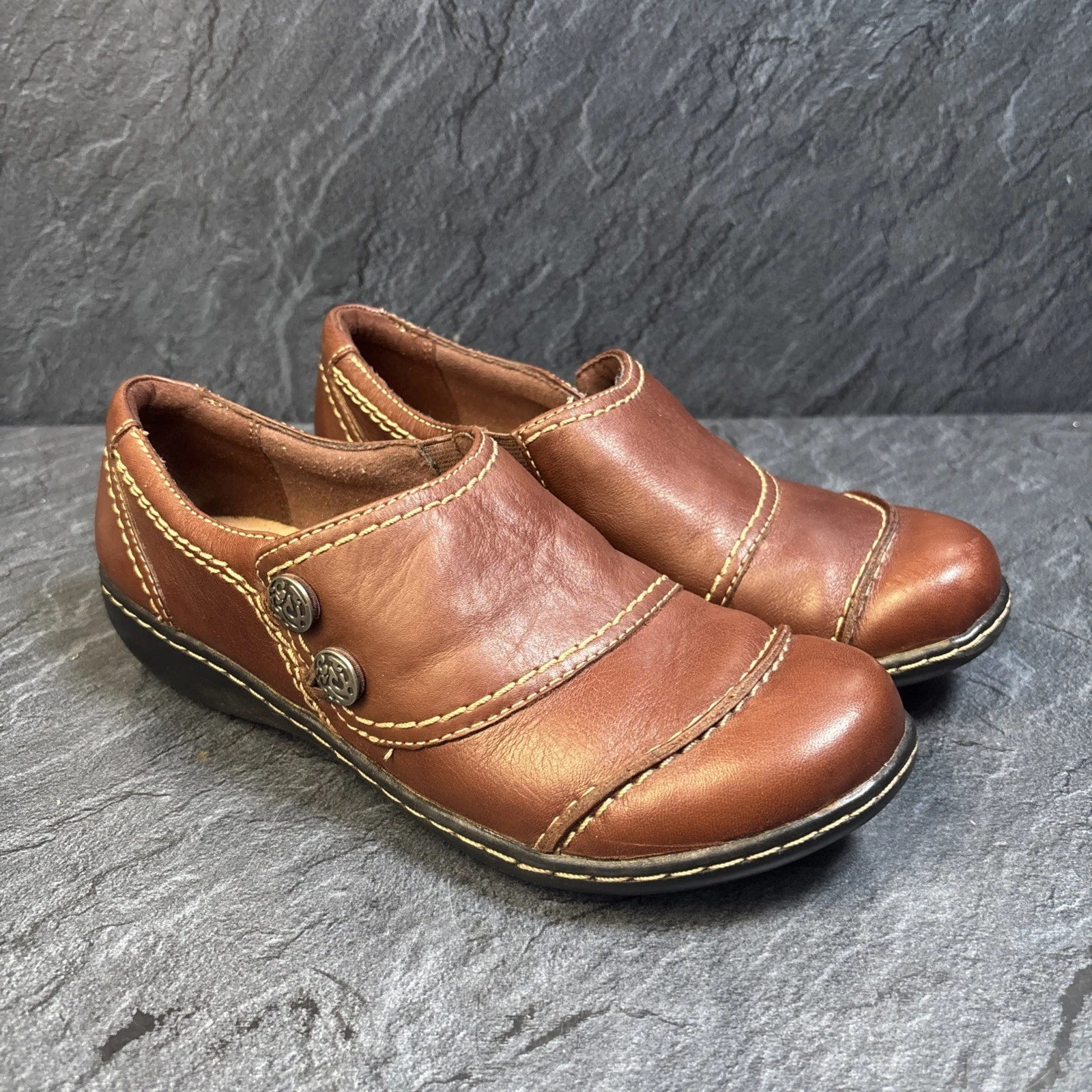 Scarpe mocassino casual Clarks Bendables Ashland Alpine slip on marrone taglia UK 4